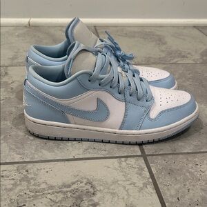Nike Air Jordan 1 Low Light Blue and White Shoes